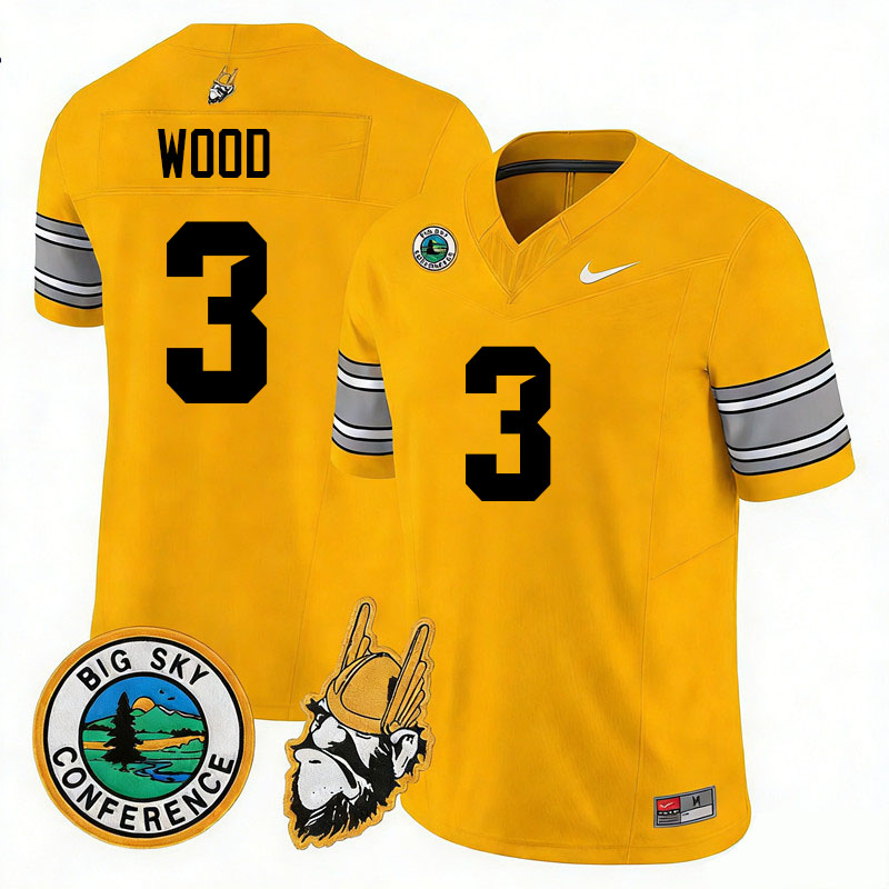 Idaho Vandals #3 Joshua Wood College Football Jerseys,Uniforms Stitched-Gold